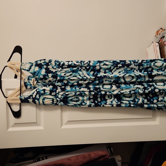 Hippie Rose Teal and White Patterned Dress - Picture 1 of 4